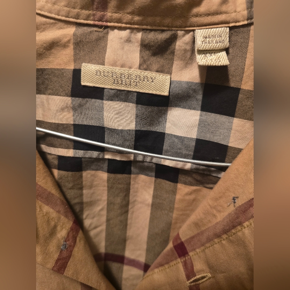 Burberry Brit Men's Beige Vintage Check Button Down Shirt XXL EUC - Picture 4 of 15